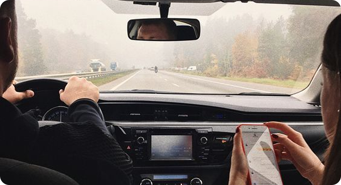 Car driving on scenic road